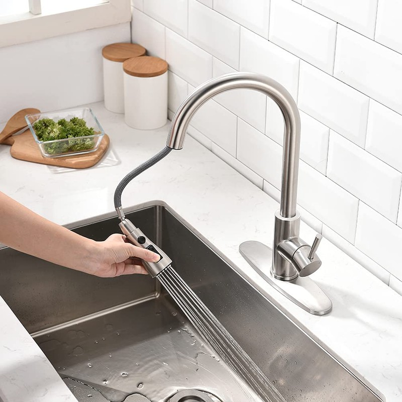 Brushed Nickel Kitchen Faucets with Pull Down Sprayer Kitchen Sink
