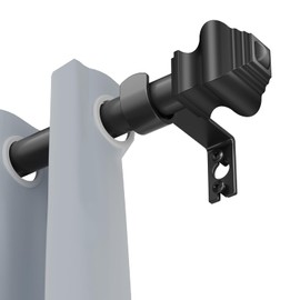 Brunttype Curtain Rods for Windows 30-46 inch, 5/8 inch Matte Black Curtain Rod with Brackets, Heavy Duty Curtain Rods Adjustable by Splicing, for Bedroom Kitchen Study Living Room(30" or 46")