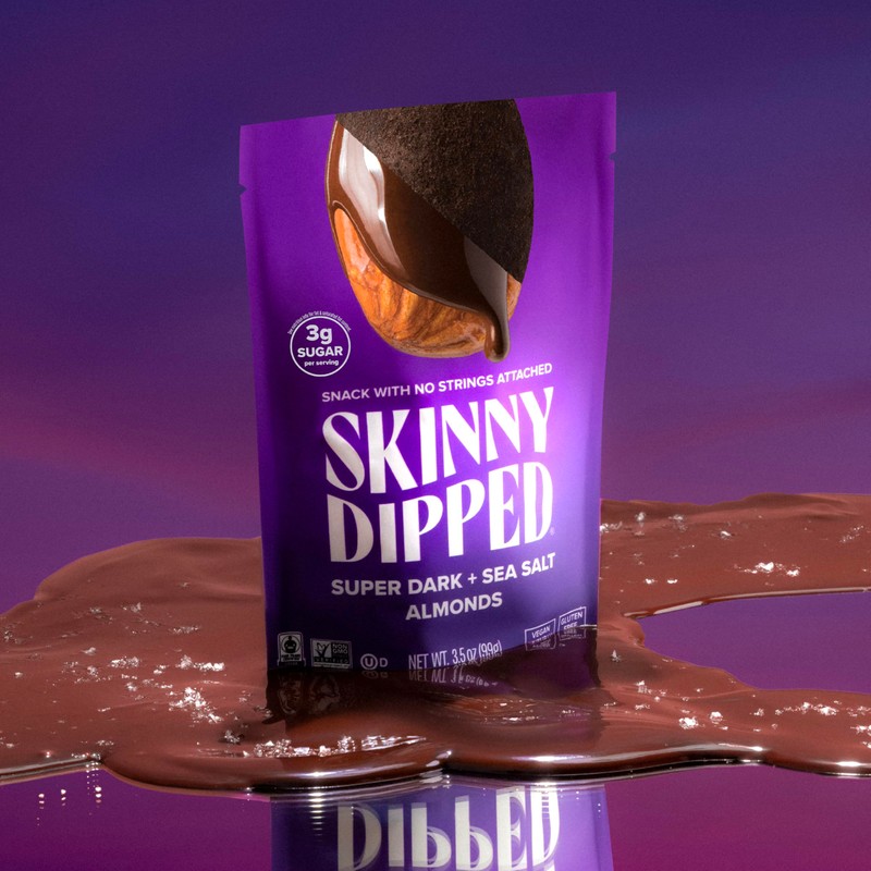 SkinnyDipped Super Dark Chocolate + Sea Salt Almonds, Vegan, Healthy