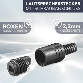 10 x DIN Speaker Sockets with Screw Connection Straight Screwable Kink Protection 2.2 mm Boxes Audio Adapter Cable Connection Speaker Socket Coupling Black Pack of 10