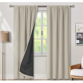 BGment 100% Room Darkening Thermal Insulated Blackout Curtains 84 Inches Long with Liner, Rod Pocket and Back Tab Double Layer Noise Reduce Curtains for Bedroom (42 x 84 Inch, 2 Panels, Cashmere)