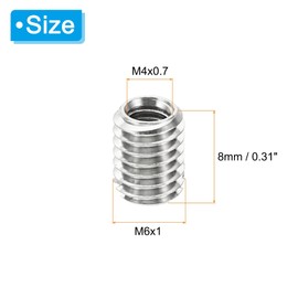 PATIKIL Thread Adapters Sleeve Reducing Nut, 20 Pcs M6x1 Male to M4x0.7 Female Repairing Insert Nut Screw Reducer Stainless Steel Fastener 8mm