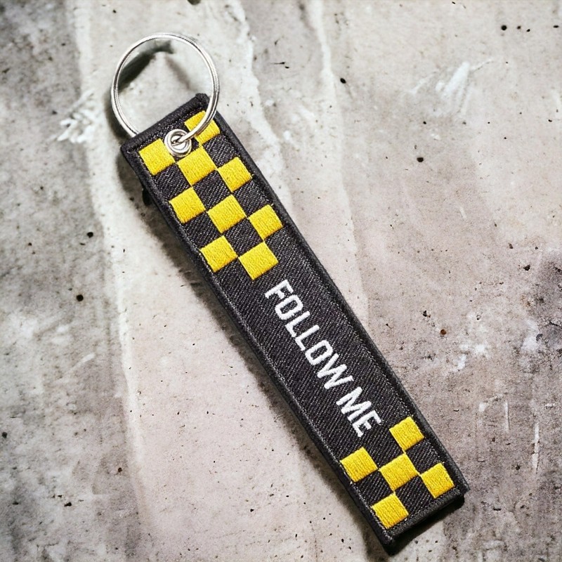 DonJordi Follow Me Fabric Keyring with Embroidery for Pilots, Bikers