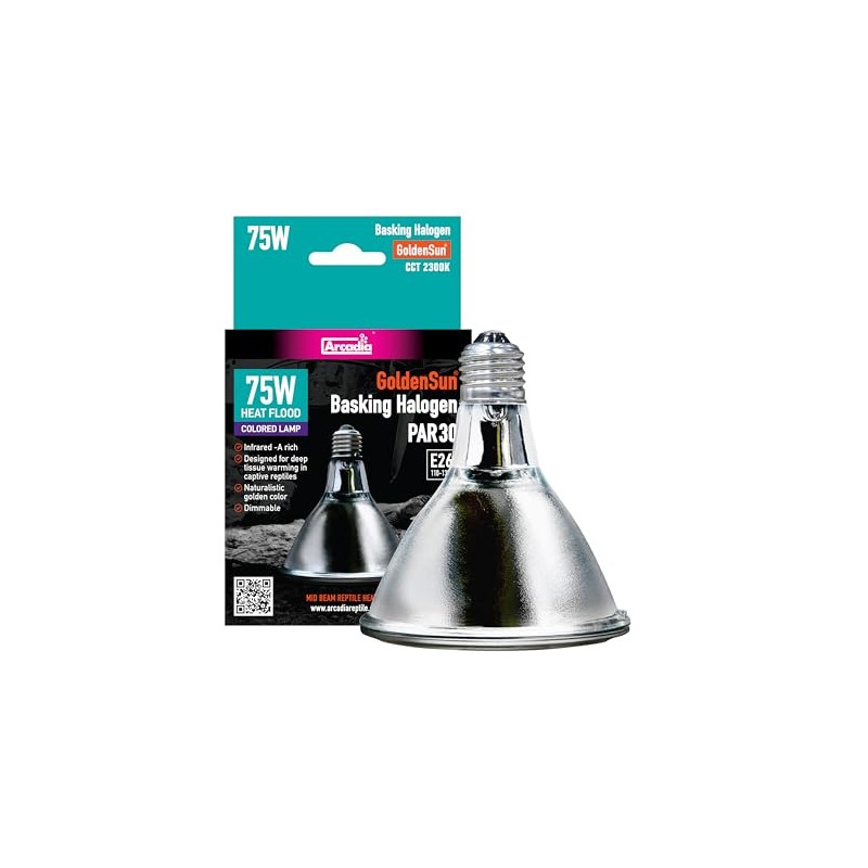 Arcadia Golden Sun Basking Halogen Lamp-75 Watt