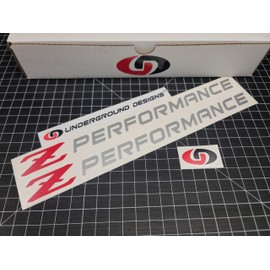 Z Performance Decals (2-Pack) Racing Hood Fender Window Stickers Fits Nissan Z 350Z 370Z (Metallic Silver & Red 'Z', 1.0" H x 11.5" L)