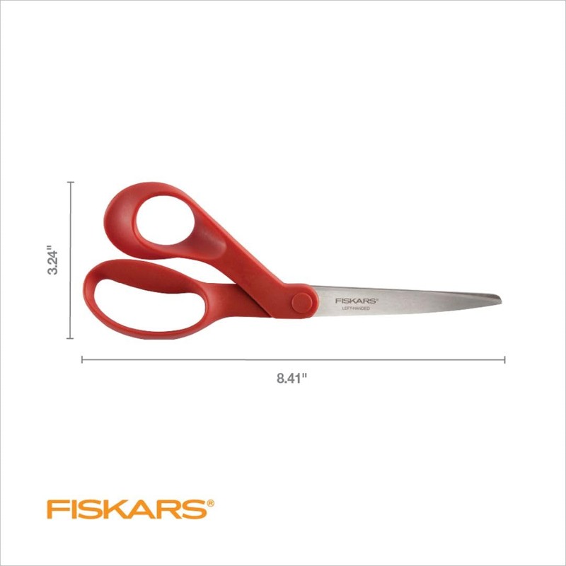 Fiskars All-Purpose Left-Handed Scissors, Gifts for Mom, Ergonomically Contoured, Stainless