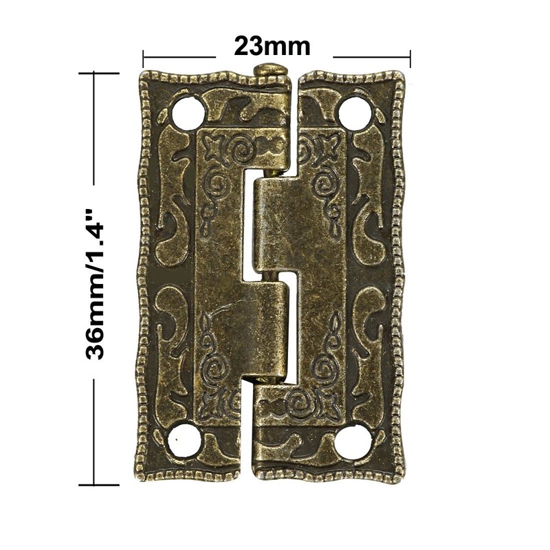 sourcing map 1.4" Antique Bronze Hinges Retro Carved Hinge Replacement