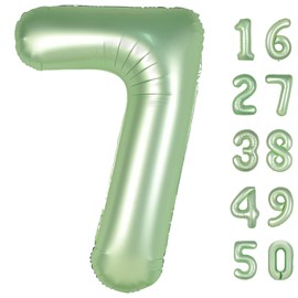 40 Inch Olive Green Balloon Number 7 First Birthday Jumbo Mylar Foil Helium Balloon for 17 27 37 Birthday Digital for 70th Party Wedding Anniversary Party Decorations