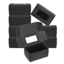 PATIKIL 3.9"x2.4"x2" Paper Soap Box with Window, 20 Pack Homemade Soap Boxes Rectangle Presents Packaging Boxes for Birthday Christmas DIY Craft, Black