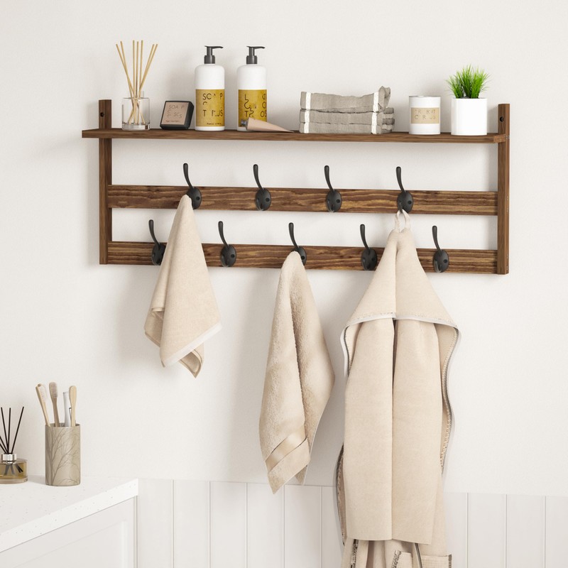 AMBIRD Wall Hooks with Shelf 28.9inch Entryway Wall Hanging Shelf,