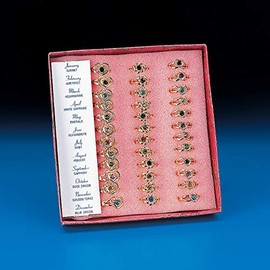 Fun Express Heart/Flower Birthstone Rings(3DZ) - Jewelry - 36 Pieces