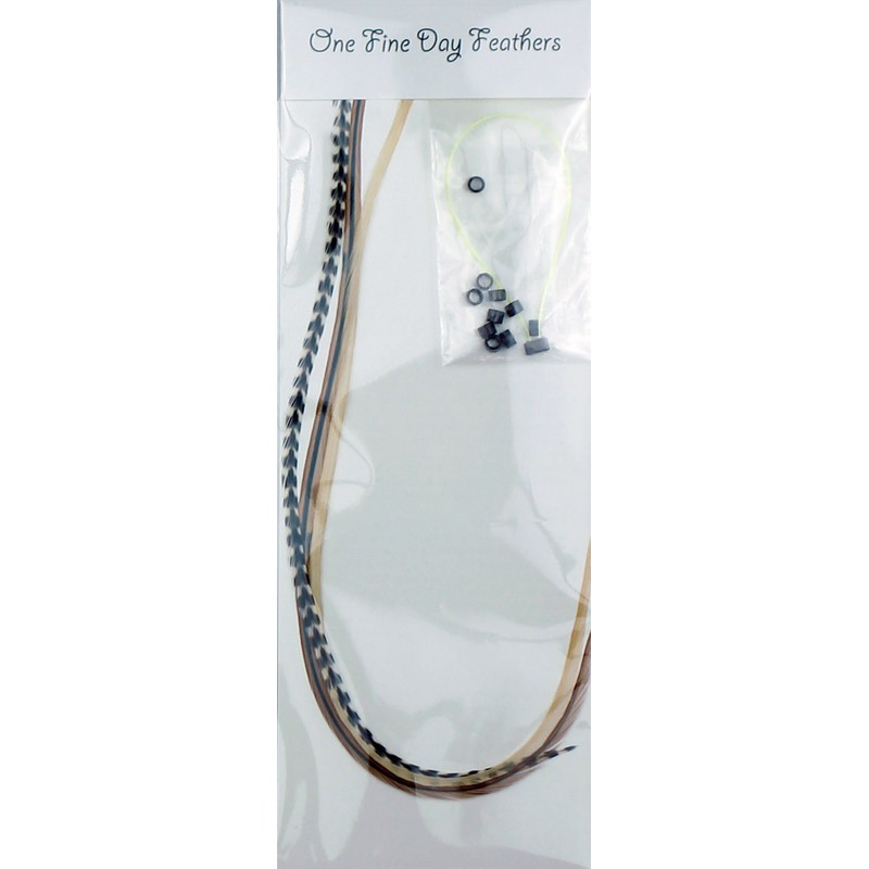 Real Feather Hair Extensions - Mixed Naturals (3 Feathers)