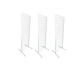 Only Hangers Heavy Duty 2' x 5.5' Gridwall Art Display Panel with EZ Slide-On Grid Legs - No Hardware or Tools Required - No Screws, Nuts, or Washers. (White Set of 3)