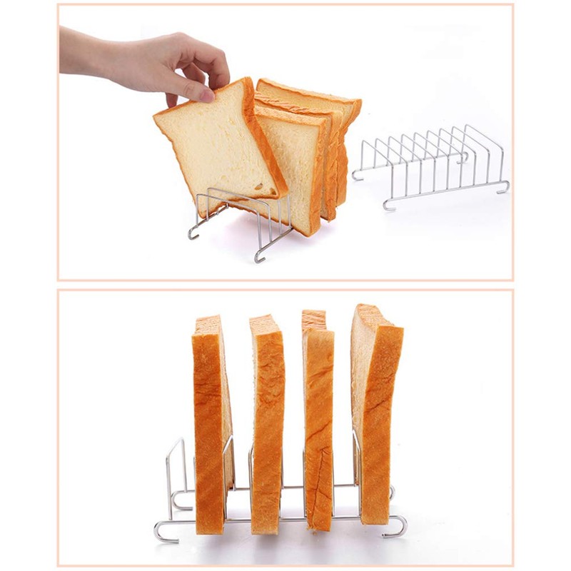 HEMOTON 2pcs Toast Stand Bread Holder Stainless Steel Serving Toast