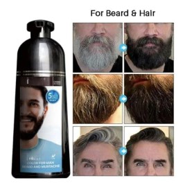 Champú Para Cabello Negro, Gel Para Bigote Y Barba De Hombre