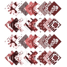 Soimoi 40Pcs Block Print Precut Fabrics Strips Roll Up 1.5x42inches Cotton Jelly Rolls for Quilting - Red