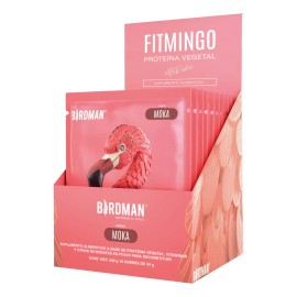 Birdman Fitmingo Proteína Vegana con Fit, Beauty y Balance Blends. Con Ácido Hialurónico, Inositol, Potenciadores de Colágeno, Vitamina C, Vitamina D3, Zinc, Svetol | Sabor Moka, 10 Sobres