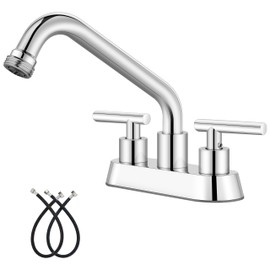 Aolemi Utility Laundry Sink Faucet,4 Inch Centerest Laundry Faucets for Utility Sink,Laundry & Utility Room Sink Faucet,with Swivel Spout and NPT3/4 Threaded End,2 Lever Handles,Polish Chrome