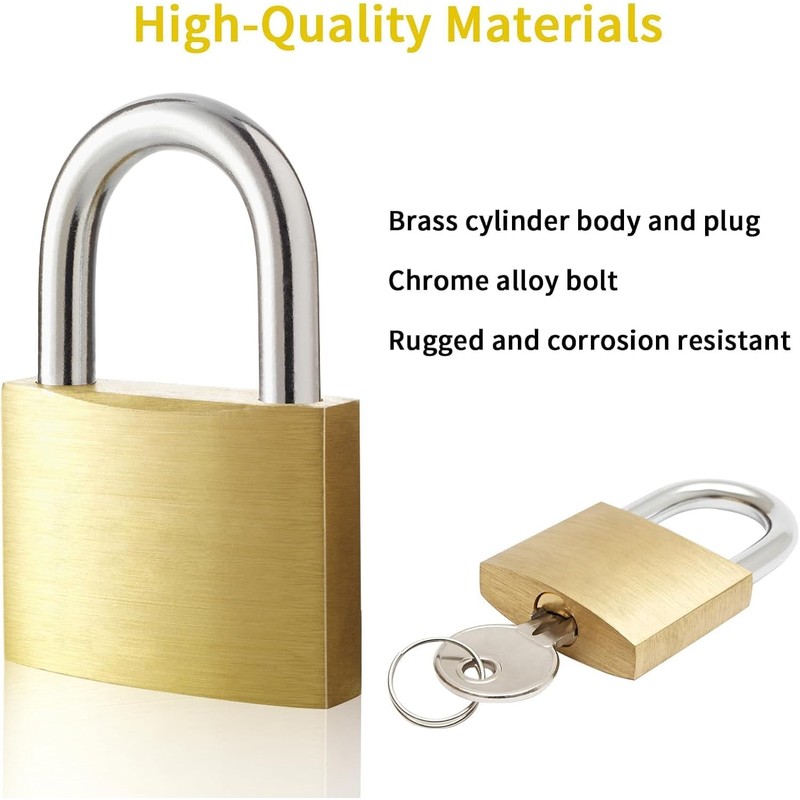 Cieex 8 Pieces Padlock Small Locks with Key 30mm Brass