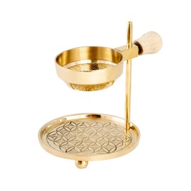 NKlaus 15866 Tea Light Incense Burner Gold Flower of Life Adjustable Height 11 cm