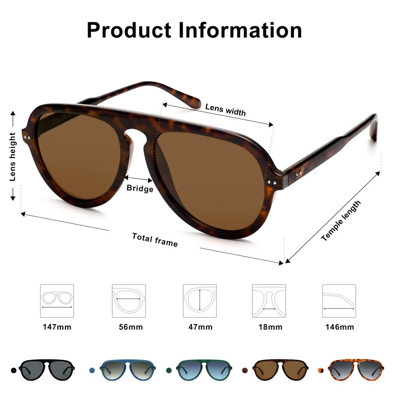 SOJOS SJ2255 - anteojos de sol estilo aviador retro para