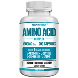 Simply Potent Amino Acid Complex 1800mg - Muscle Recovery & Performance Support | 200 Capsules