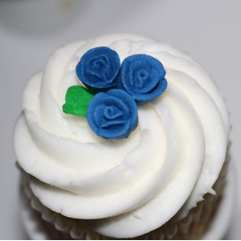 Set of 40 Mini Royal Icing Roses - Edible Cupcake Toppers - Petite Decorations (Royal Blue)
