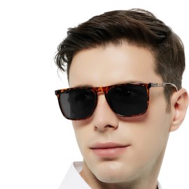 MARE AZZURO Large Square Reader Sunglasses Men Outdoor Sun Reading Glasses 1.00 1.25 1.50 1.75 2.00 2.25 2.50 2.75 3.00 3.50 4.00(Brown, 3.0)