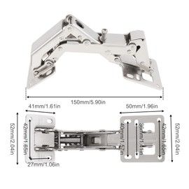 HOJLKLD 2 Pack 170 Degree Hinges, Frameless Cabinet Door Hinges, Concealed Hydraulic Adjustable Mounting Hinges Soft Closing