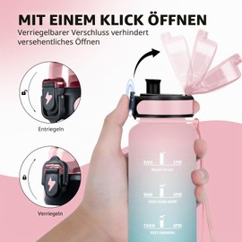 Grsta Children's Water Bottle, Leak-Proof with Filter, Water Bottle with Time Marking, Can Be Carried, Sports Bottle 500 ml, for School, Fitness, Outdoor, Yoga, Pink-Cyan