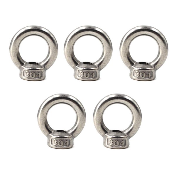 M10 Lifting Eye Nut 304 Stainless Steel Ring Eye Bolts Threaded Nuts Pack of 5