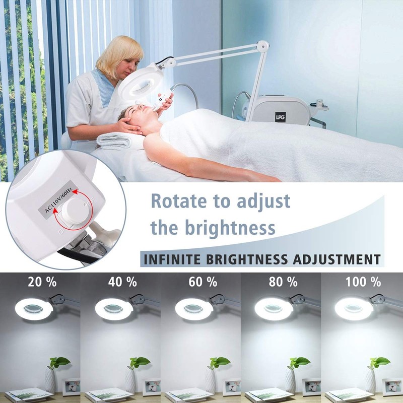10X Magnifying Floor Lamp with 5 Wheels Rolling Base for