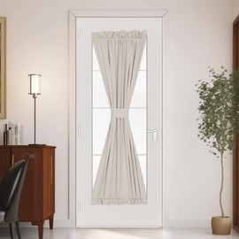 PANOVOUS Curtains for Side Door Windows - Rod Pocket Blackout Front Door Curtains for Small Window, Sidelight Curtains for Privacy Cream One Piece 25x72 Inch