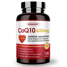 CoQ10-600mg-Softgels - Extra Strength Coenzyme Q10 with PQQ, Omega-3 & BioPerine - High Absorption CoQ10 Supplements Antioxidant (Ubiquinone) for Heart Health & Energy Production, 120 Softgels