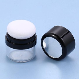 2Pcs Empty Makeup Powder Container Box with Mirror Mushroom Sponge Puff DIY Cosmetic Foundation Travel Powder Case Blusher Finishing Powder Jar