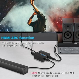 HDMI ARC Audio Extractor 192 KHz ARC Audio Adapter with SPDIF + 3.5mm AUX RCA Audio Output HDMI ARC to Optical Audio Adapter with Audio Cable Support Blue-Ray Play Soundbar