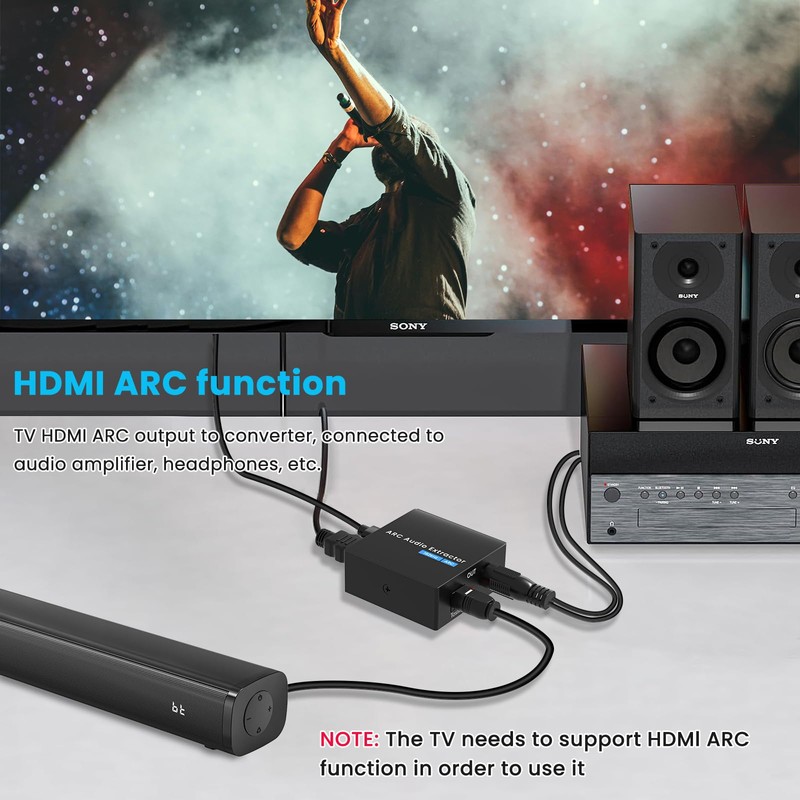 HDMI ARC Audio Extractor 192 KHz ARC Audio Adapter with