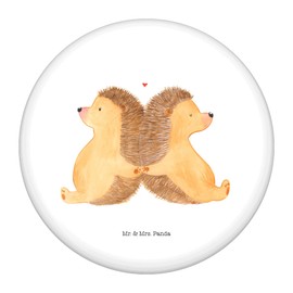 Mr. & Mrs. Panda 50mm Button Igel händchenhaltend - Geschenk, Ehemann, Freund, Anstecknadel, Jahrestag, Ehefrau, Freundin, Pin, glücklich, Händchen