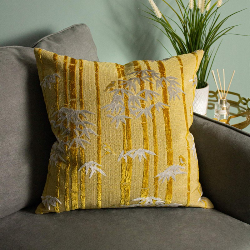 Paoletti Anji Cushion Cover, Gold, 50 x 50cm
