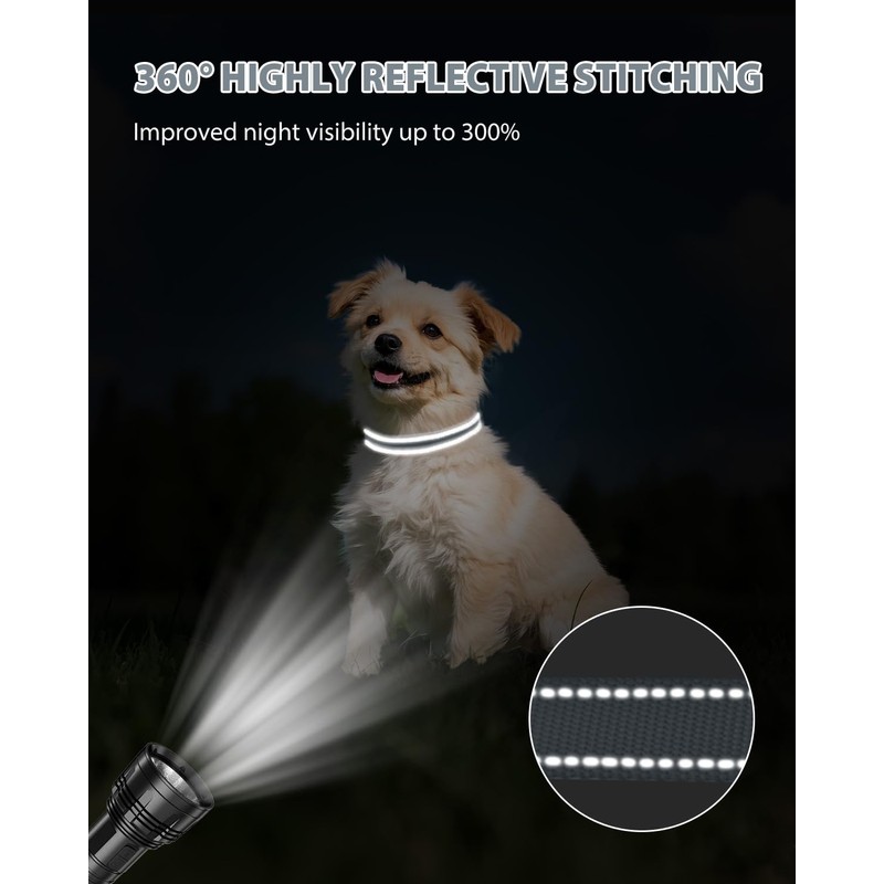 Joytale Small Dog Collar, Reflective and Adjustable Nylon Collar with