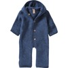 Engel Baby Jumpsuit with Hood, Wool Fleece - Blue blend,