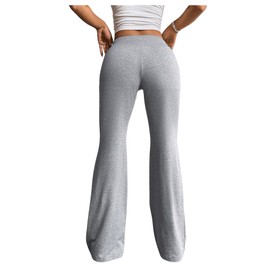SHENHE Women's Drawstring Waist Bell Bottom Flare Leg Sweatpants Sports Causal Pants Grey Large
