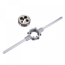 sourcing map Die Stock Handle Wrench Set, M12 x 1.75 Threading Round Die and 38mm (Fit M12-M16 Dies) Holder Adjustable Wrench Hand Tool