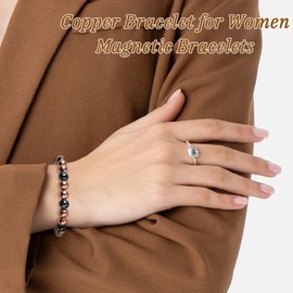 PEALICIOUS Copper Bracelet for Women 99.99% Pure Copper Bracelet with 3500 Gauss Beads as Her Arthritis Bracelet Copper Health Jewelry Easter Birthday Gifts for Mom (8MM)