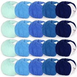 Katech 20 Skeins Cotton Yarn for Crocheting-Sport Weight Yarn 55% Cotton 45% Acrylic-Milk Cotton Yarn Kit-Knitting/Crochet Starter Kit（Color F）