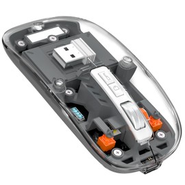 MAGIC-REFINER HXSJ Kabellose Maus Bluetooth, 2,4GHz+Bluetooth 5.0 Funkmaus Wiederaufladbare Leise Ultra Slim 2400DPI, Gaming Maus Transparente, Akkuladestand Sichtbar, für Laptop/PC/Mac/Tablet, Grau