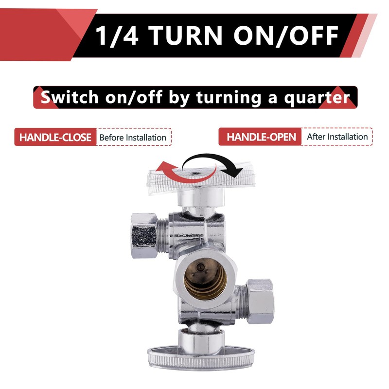 EFIELD 1/4-Turn Dual Compression Outlet Angle Stop Valve with 2