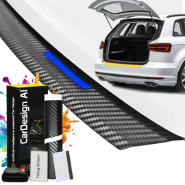 CarDesign AI Boot Sill Protector for Skoda Octavia 2 (1Z) 2005-2013 (5-Door Estate): Complete Set with Tailor-Made Paint Protection Film, Scratch Protection for Car Boot / Bumper (Carbon Blue)