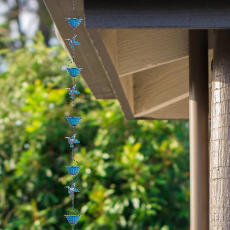 giole 13.4FT Rain Chain, Hummingbird Rain Chains for Outside, Copper