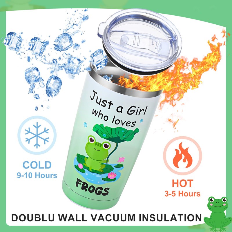 saerryor Frog Gifts for Women Girls,20oz Insulated Tumbler Socks Makeup